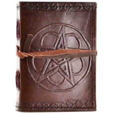 Pentagram leather blank journal w/ cord