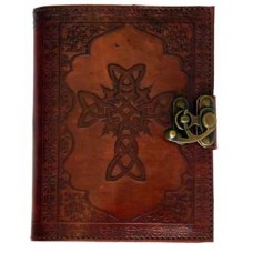 Celtic Cross leather blank book w/ latch