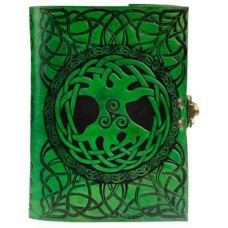 Green Tree of Life leather blank book w/ latch