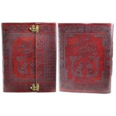 Double Wolves leather blank book w/ latch
