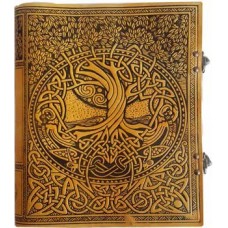 Tree of Life yellow leather blank book w/ latch