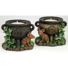2 Cauldron and Mouse tealight holder