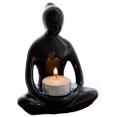 Black Yoga Lady tealight holder 5 1/2