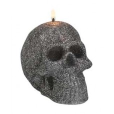 Charcoal Glitter skull candle 3