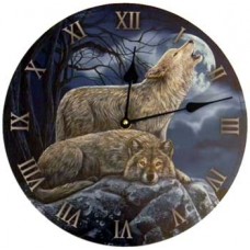 2 Wolves clock 11 1/2