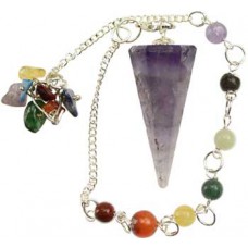 Amethyst 7 Chakra 6 sided pendulum