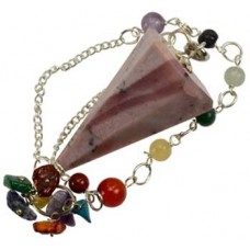 Pink Opal 7 Chakra 6 sided pendulum