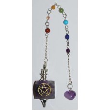 Amethyst 7 Chakra Pentagram pendulum