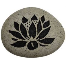 Lotus engraved stone pebble 2 3/4