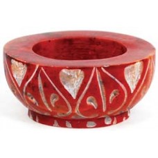 Red Stone Tealight or Cone Incense Burner