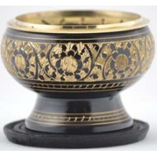 Black Engraved brass incense burner