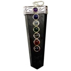 Black Tourmaline 7 Chakra Pencil pendant