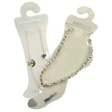 Silvertone anklet w/ Stars & Moons