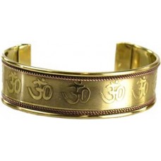 Om Engraved Copper and Brass bracelet