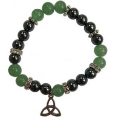 8mm Green Aventurine/ Hematite with Triquetra