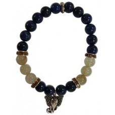 8mm Lapis/ Rutilated Quartz with Ganesha