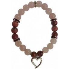 8mm Rose Quartz/ Rodhonite with Heart