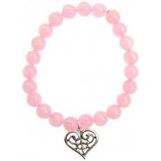 Rose Quartz Love Scroll Heart silver