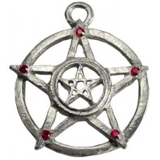 Double Upright Pentacles w/ Red stones