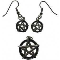 Pentagram pendant & earrings set