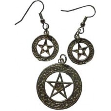 Spiral Pentagram pendant & earrings set