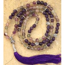 Fluorite & Amethyst Ball elastic mala