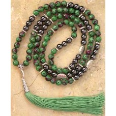 Ruby Zoisite & Heamiite Leaves elastic mala