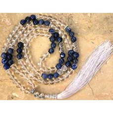 Clear Quartz & Solalite double Spiral elastic mala