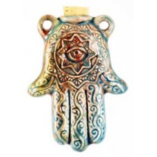 Hamsa Hand Raku Oil Bottle