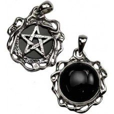 Black Onyx Scrying Mirror w/Hidden Pentagram