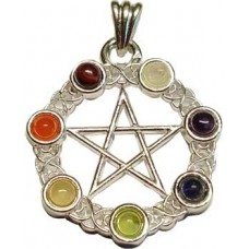 7 chakra Pentagram pendant