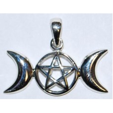 Triple Moon Pentagram pendant