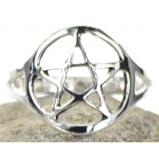 Silver Plated brass Pentagram ring size 6