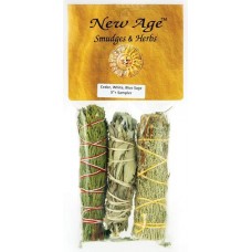 Cedar, White & Blue Sage smudge stick 3-Pack 4