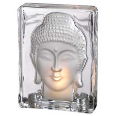 Glass Buddha tealight holder 5 3/8