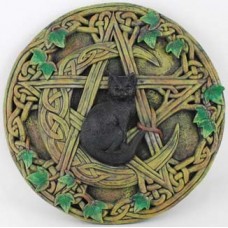 Cat and Pentagram Wall Plaque 7 1/2