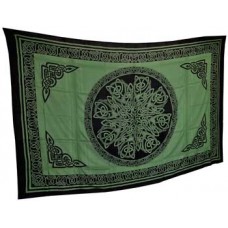 Ancient Celtic Knot Tapestry Green & Black 72