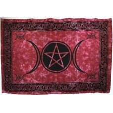 Red Triple Moon Pentagram Tapestry 72