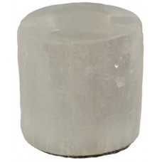 White Round Selenite tealight candle holder